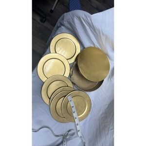 Gold Plastic Coasters Set of‎ 6 with Holder Round 4 Inch